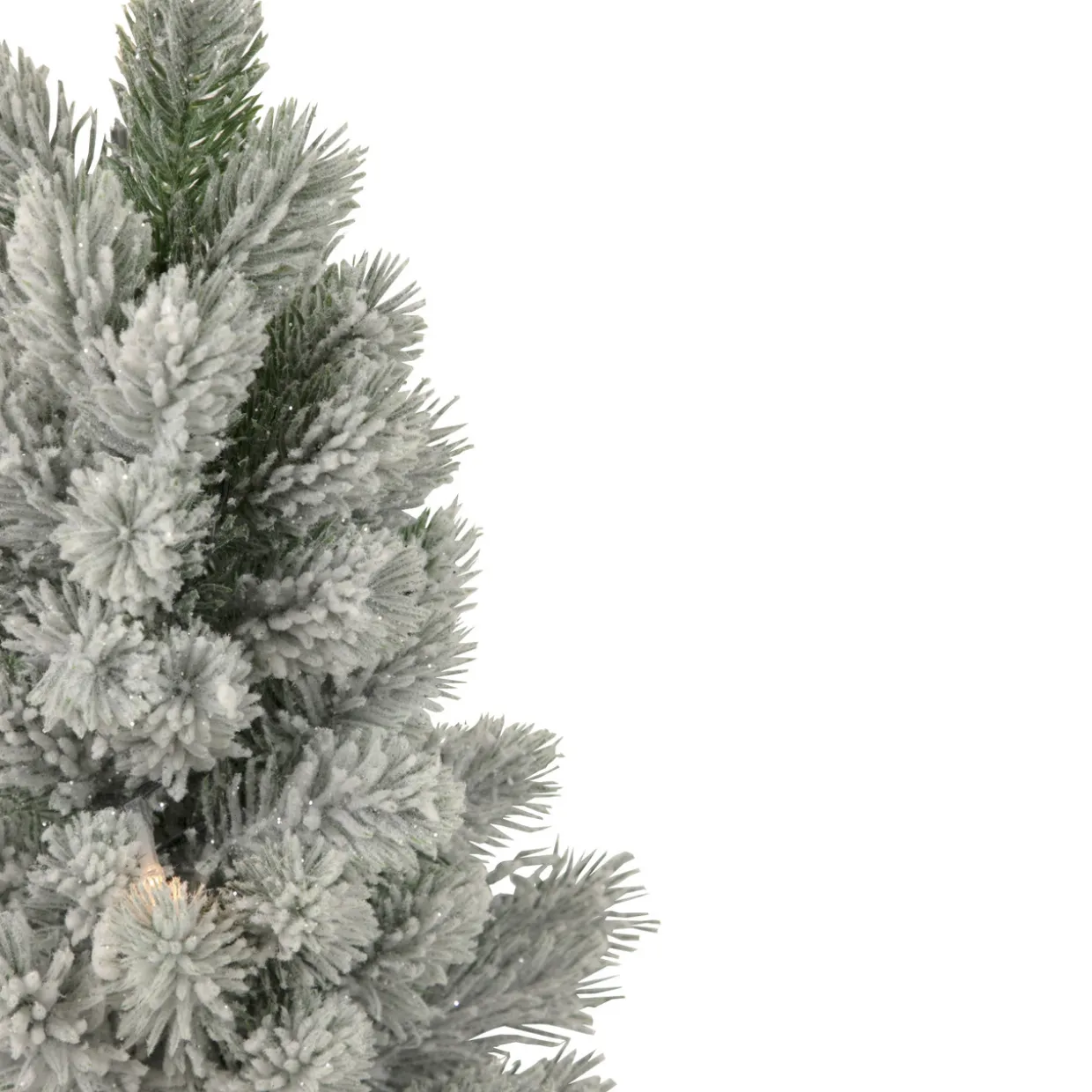 16" LED Lighted Mini Frosted Pine Christmas Tree in Cement Base