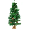 39" LED Lighted Mixed Pine and Pine Cones Artificial Christmas Tree in Jute Base