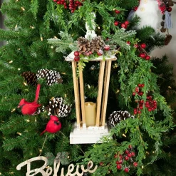 18" LED Lighted Natural and White Storm Lantern Christmas Decoration