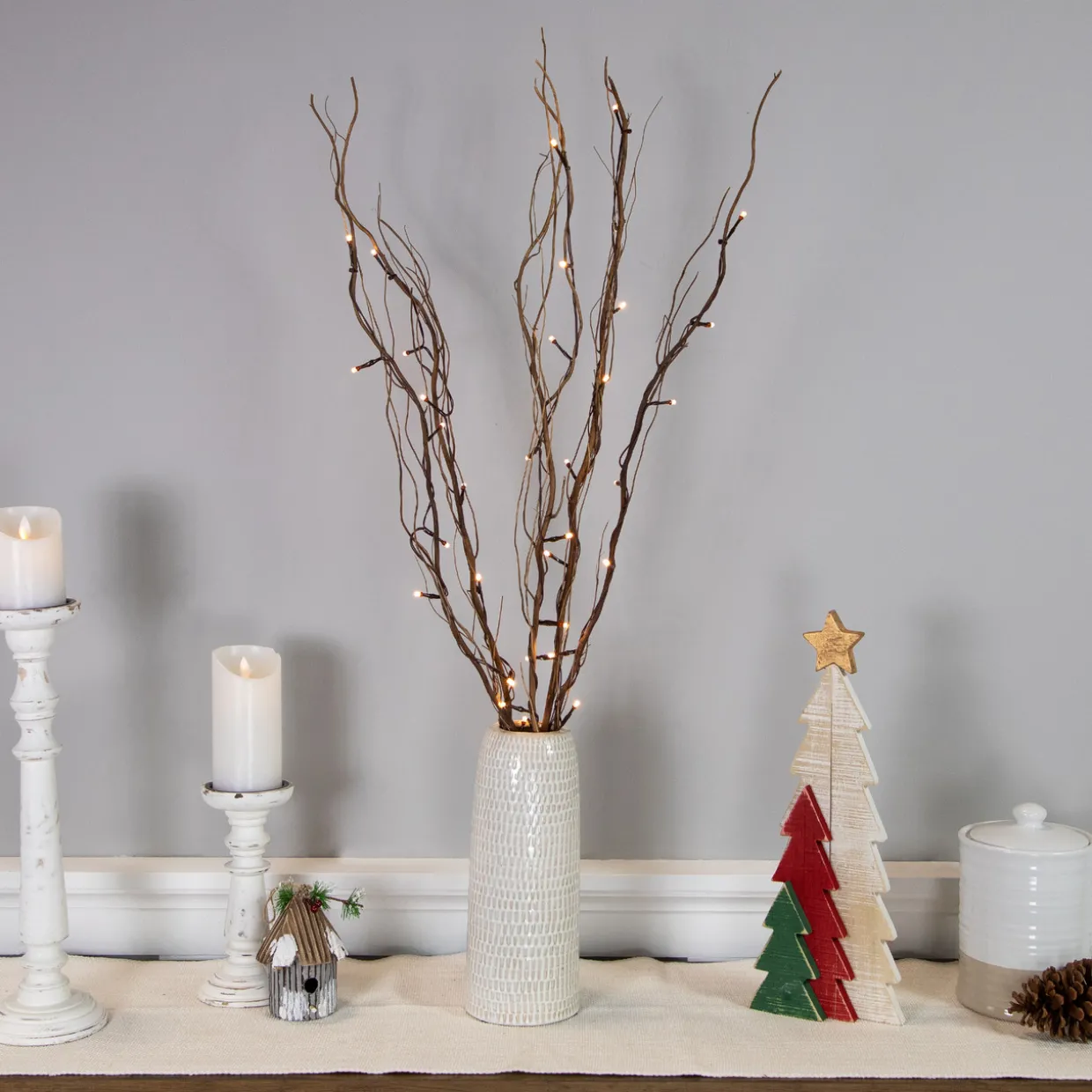 39" LED Lighted Natural Branch Bundle Christmas Decoration - Warm White Lights