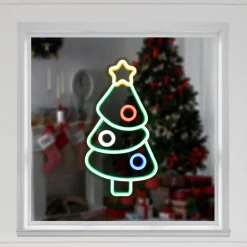 15" LED Lighted Neon Style Christmas Tree Window Silhouette
