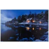 23.75" LED Lighted Rustic Lodge Cabin on the Lake Canvas Wall Art