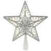 9" LED Lighted Silver Glitter Star Christmas Tree Topper, Warm White Lights