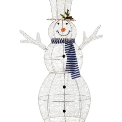 48" LED Lighted Silver Mesh Snowman Outdoor Twinkling Christmas Decoration