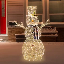 48" LED Lighted Silver Mesh Snowman Outdoor Twinkling Christmas Decoration