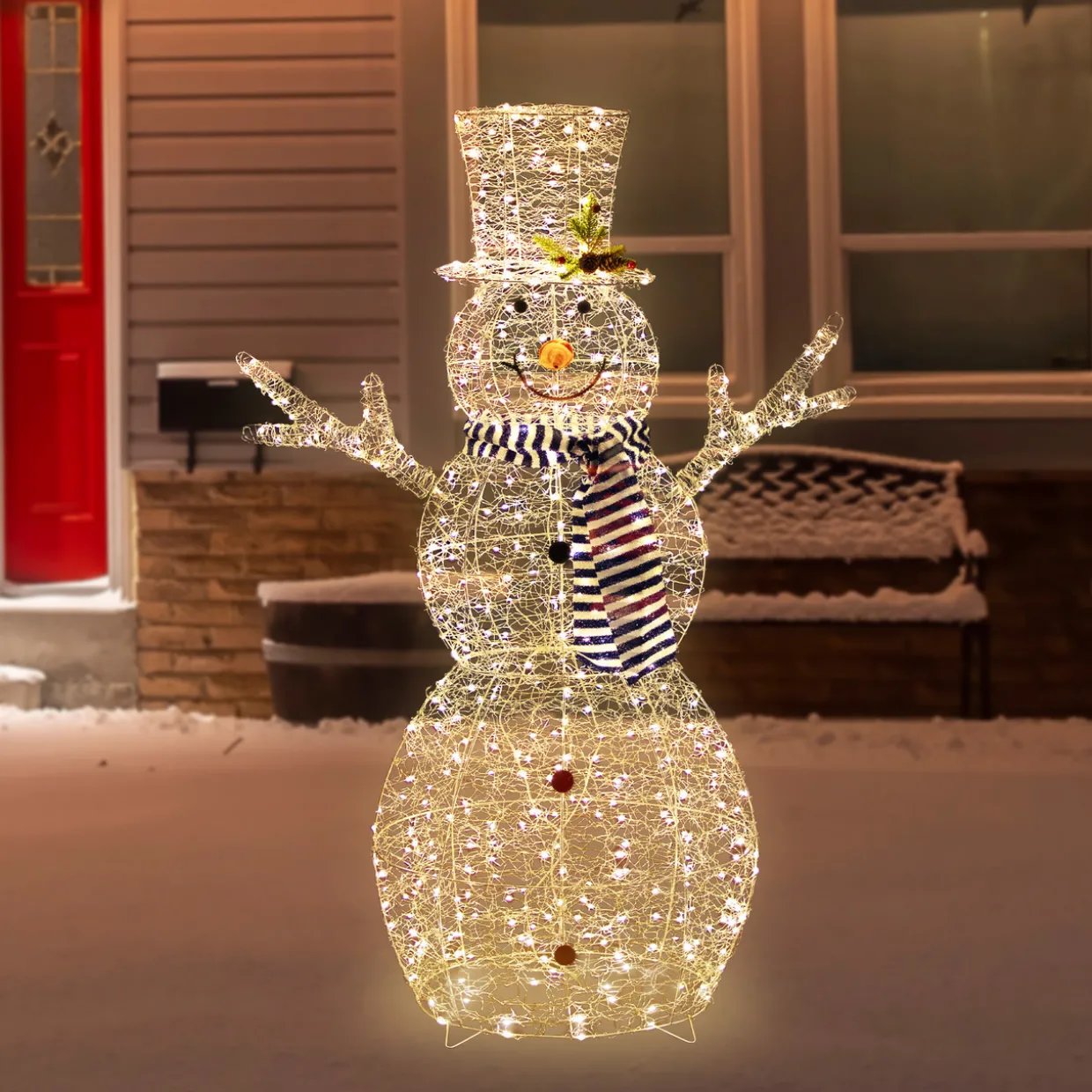48" LED Lighted Silver Mesh Snowman Outdoor Twinkling Christmas Decoration