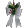 19" LED Lighted Sliver Tinsel Bow Christmas Decoration