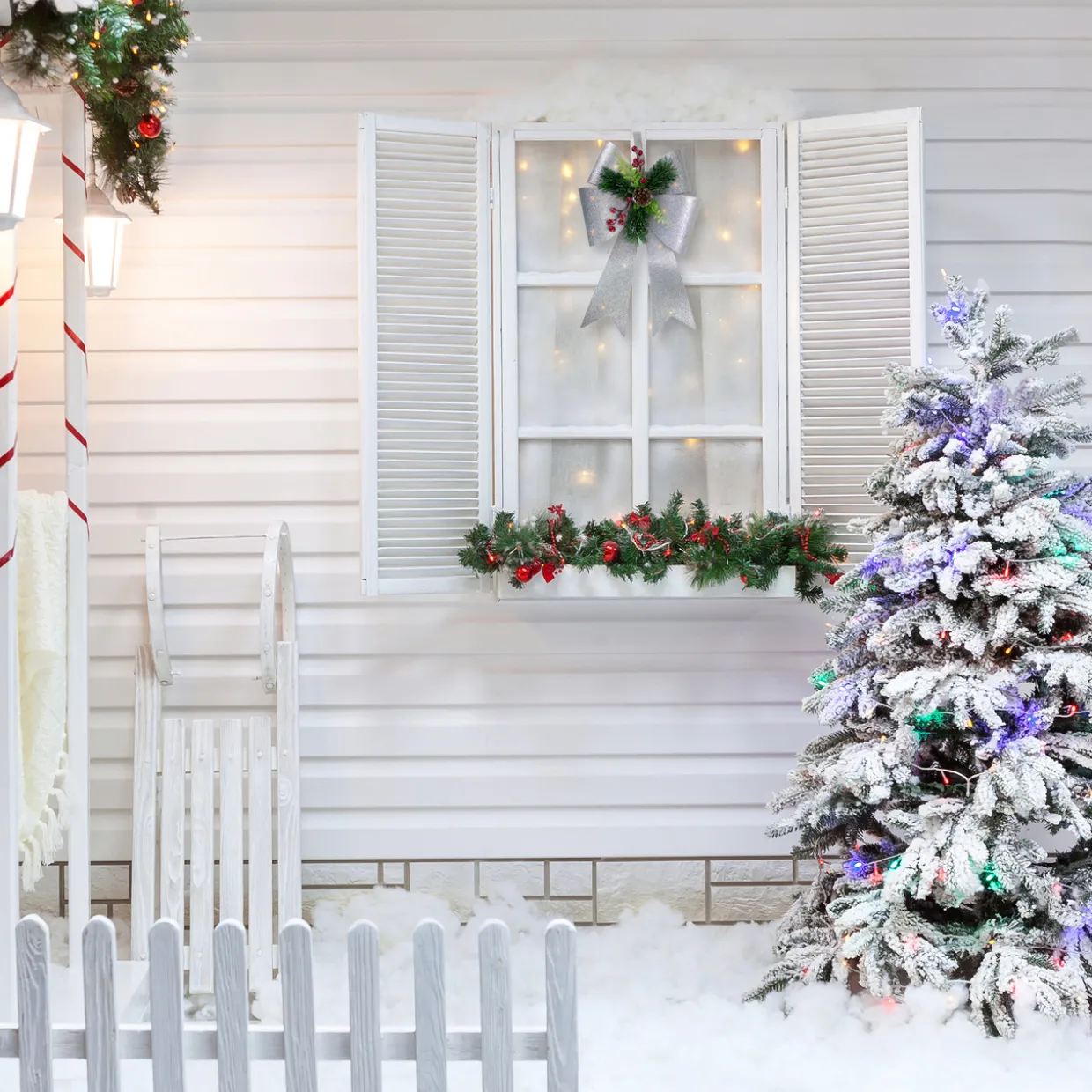 19" LED Lighted Sliver Tinsel Bow Christmas Decoration