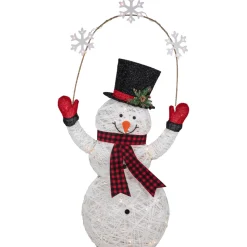57" LED Lighted Snowman Holding Snowflakes Outdoor Christmas Decoration