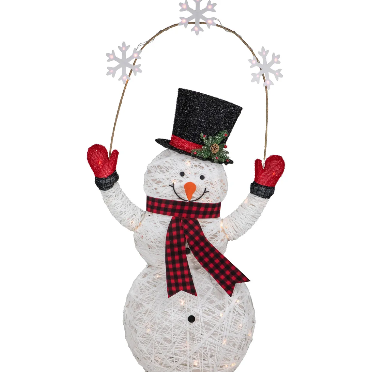 57" LED Lighted Snowman Holding Snowflakes Outdoor Christmas Decoration