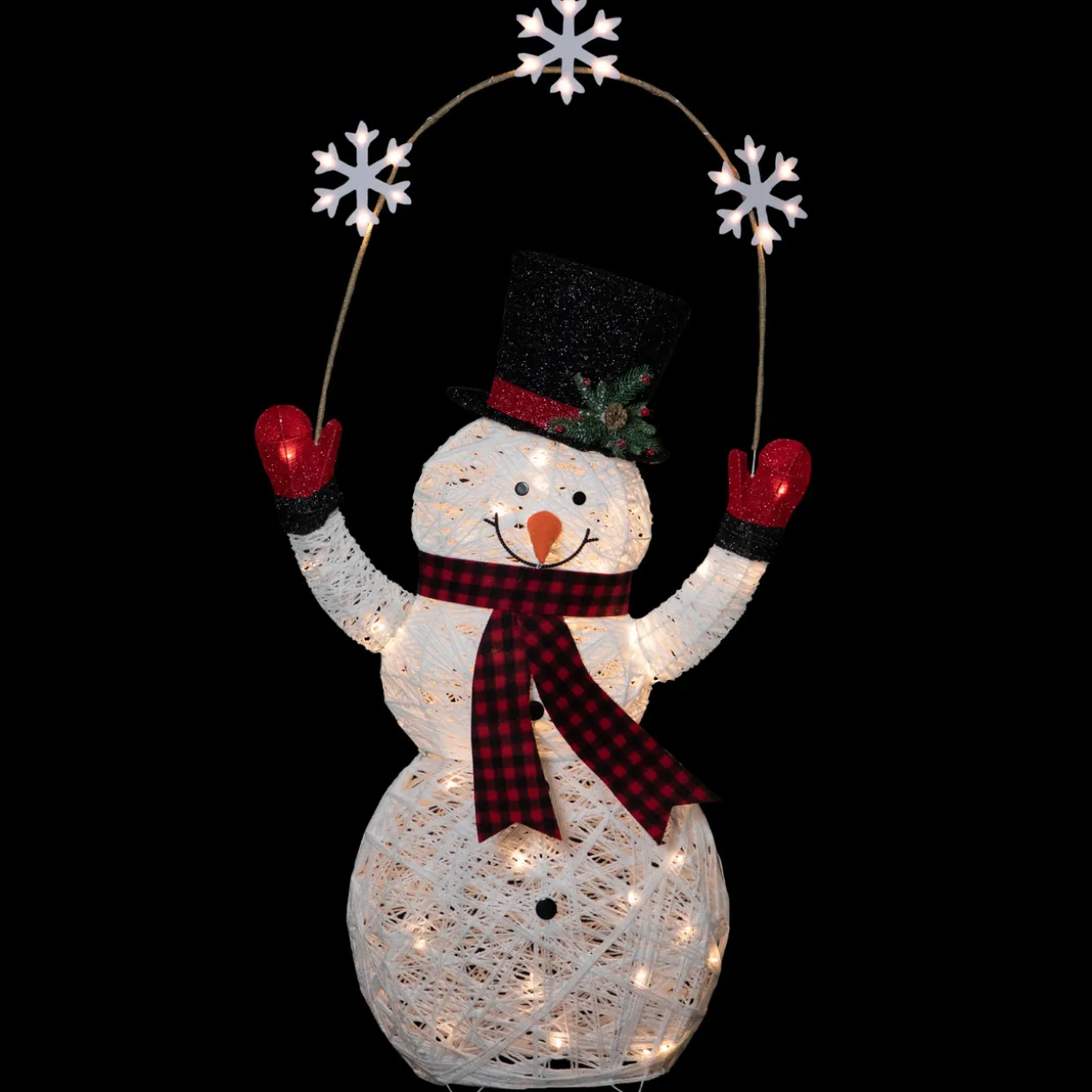57" LED Lighted Snowman Holding Snowflakes Outdoor Christmas Decoration
