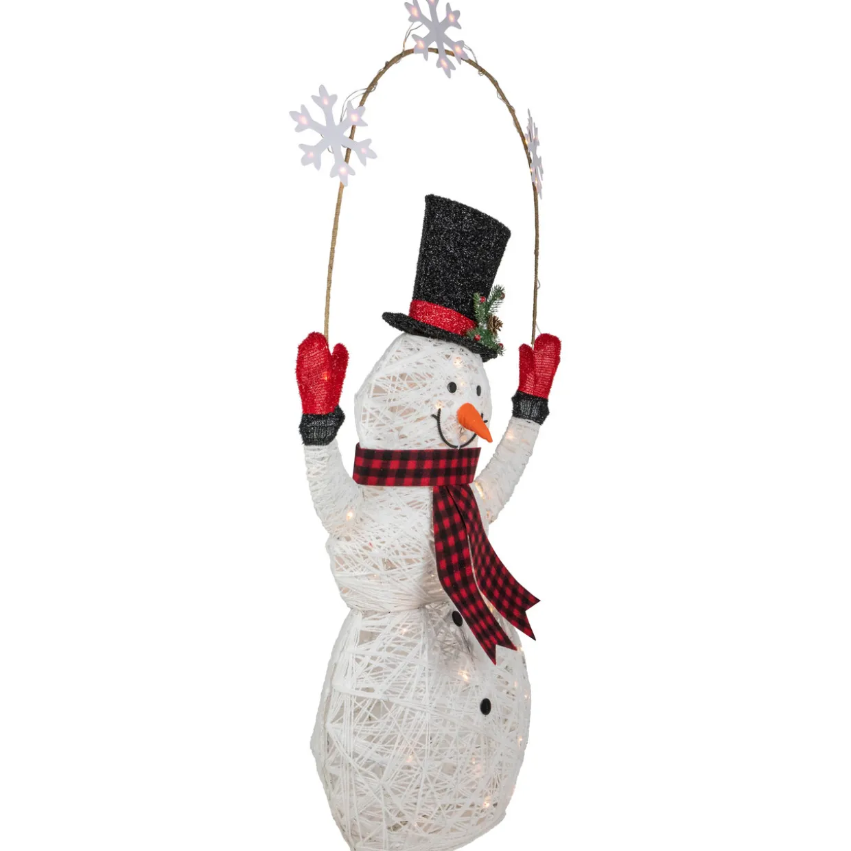 57" LED Lighted Snowman Holding Snowflakes Outdoor Christmas Decoration