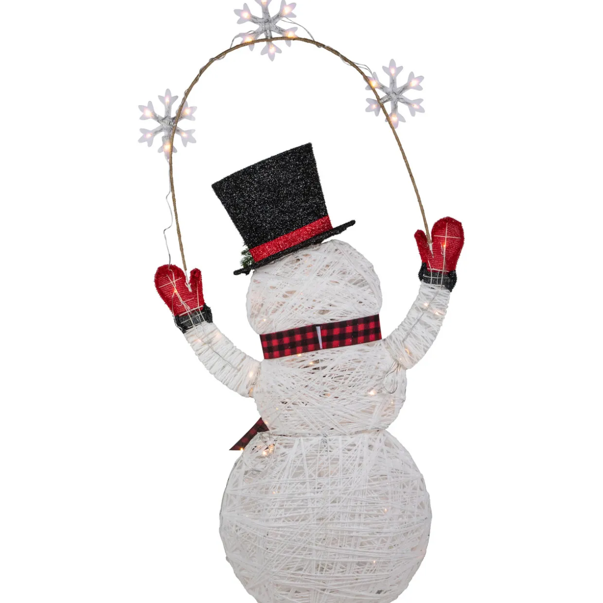 57" LED Lighted Snowman Holding Snowflakes Outdoor Christmas Decoration