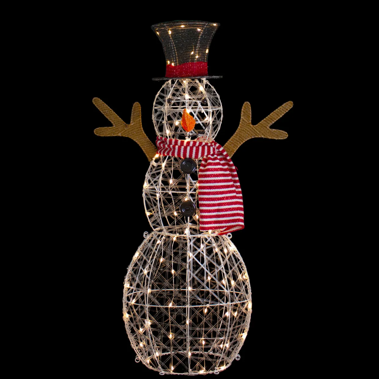 48" LED Lighted Snowman with Top Hat and Red Scarf Outdoor Christmas Decoration