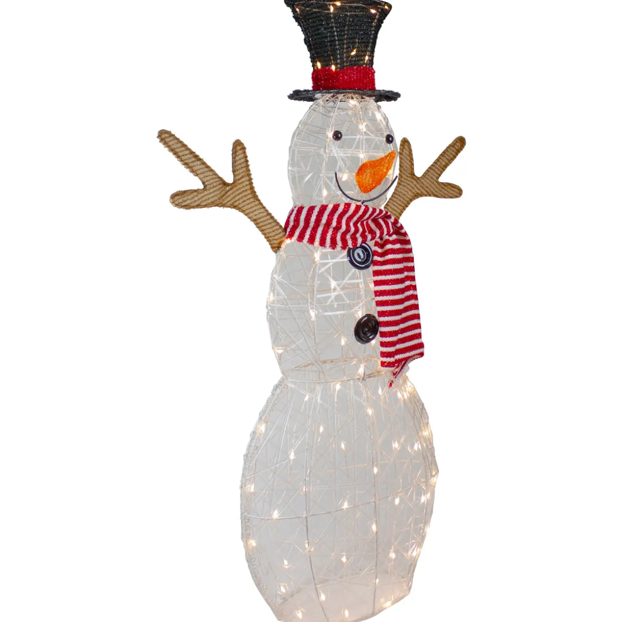 48" LED Lighted Snowman with Top Hat and Red Scarf Outdoor Christmas Decoration