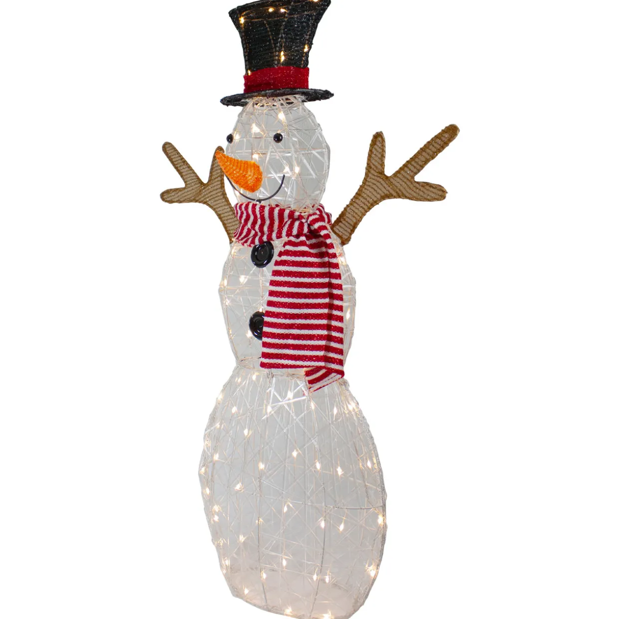 48" LED Lighted Snowman with Top Hat and Red Scarf Outdoor Christmas Decoration