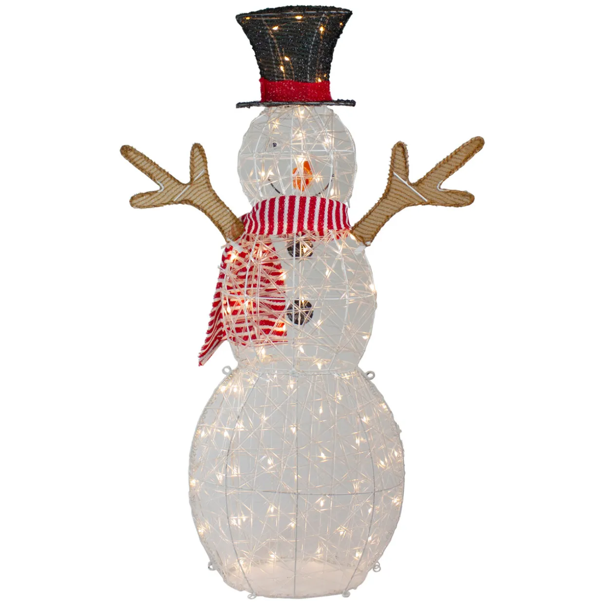 48" LED Lighted Snowman with Top Hat and Red Scarf Outdoor Christmas Decoration