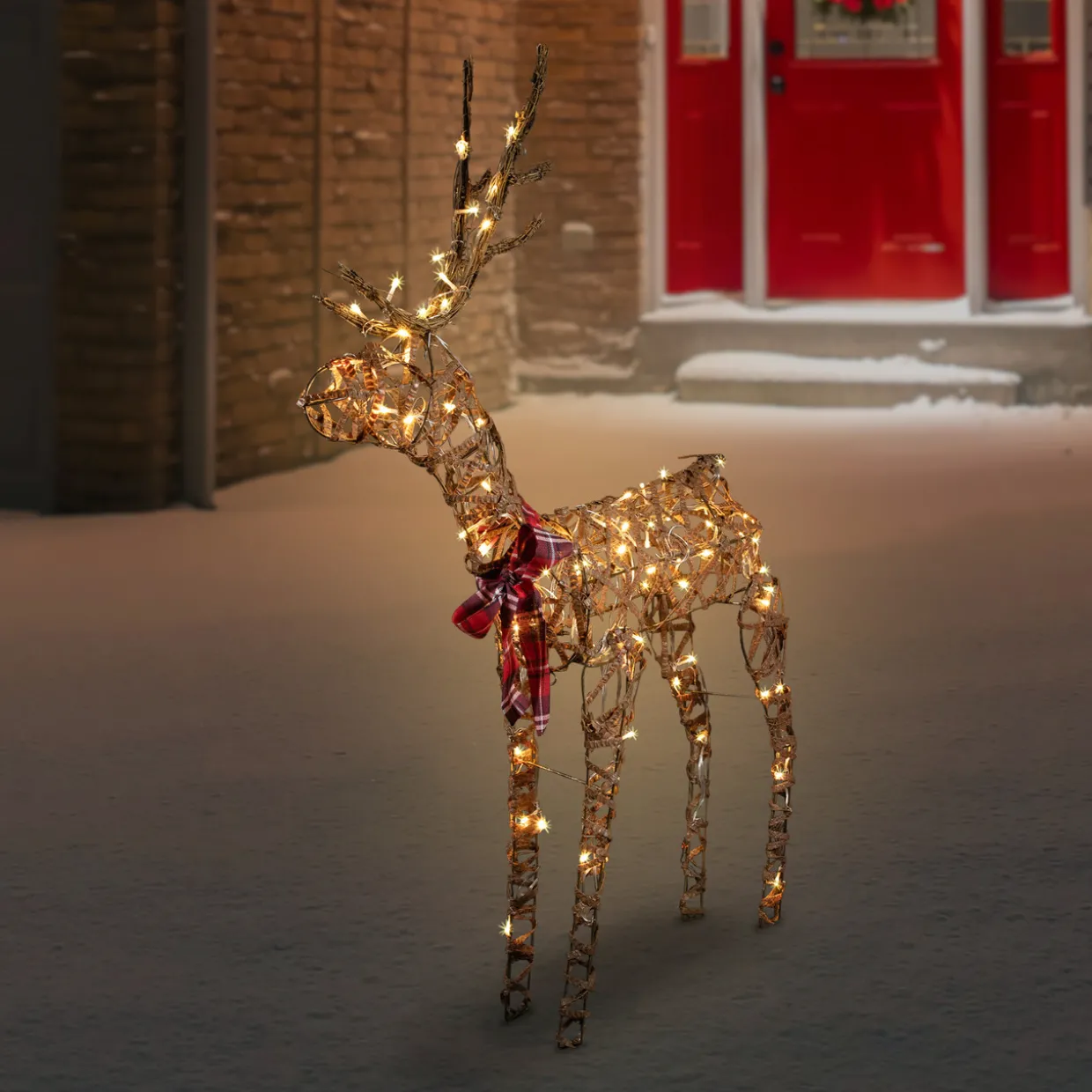 47" LED Lighted Standing Rattan Reindeer Outdoor Christmas Decoration