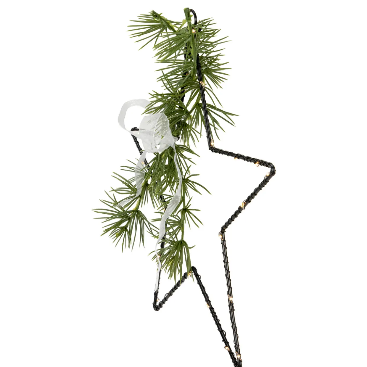 11" LED Lighted Star with Rosemary Sprig Christmas Decoration, Warm White Lights