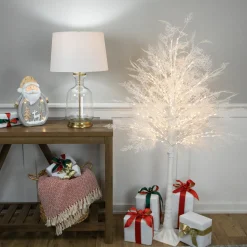 5' LED Lighted White Lace Artificial Christmas Tree - Warm White Lights