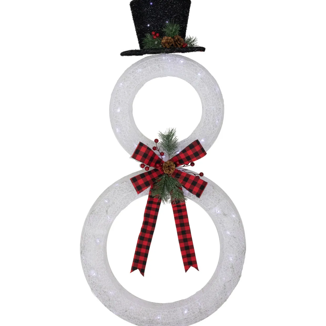 48" LED Lighted Wreath Snowman Outdoor Christmas Decoration
