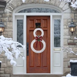 48" LED Lighted Wreath Snowman Outdoor Christmas Decoration