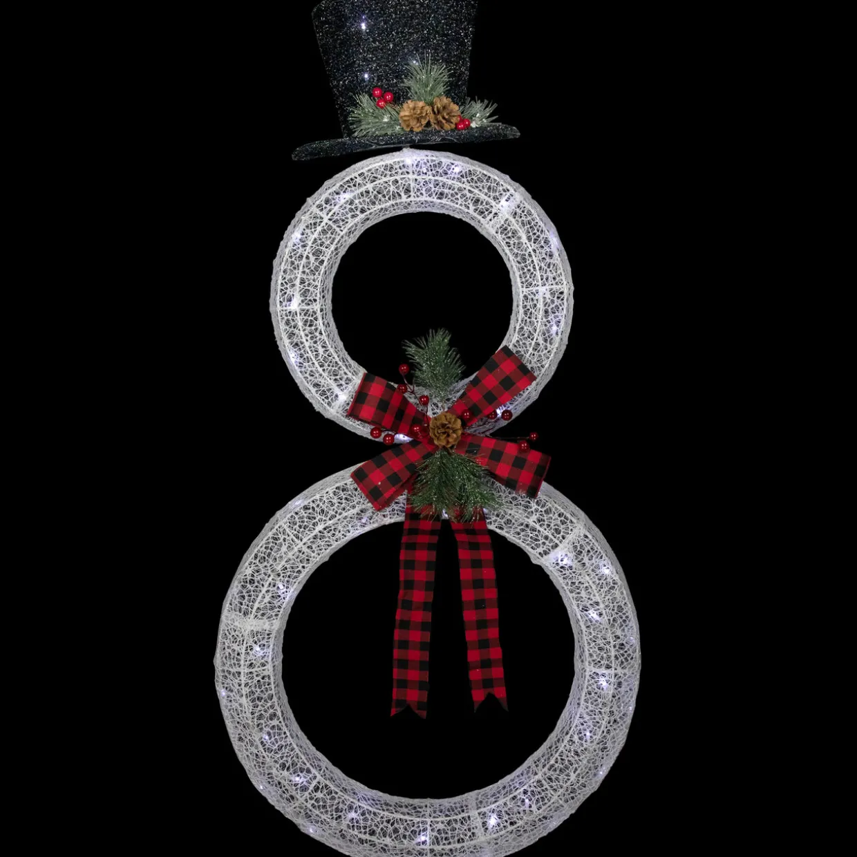 48" LED Lighted Wreath Snowman Outdoor Christmas Decoration