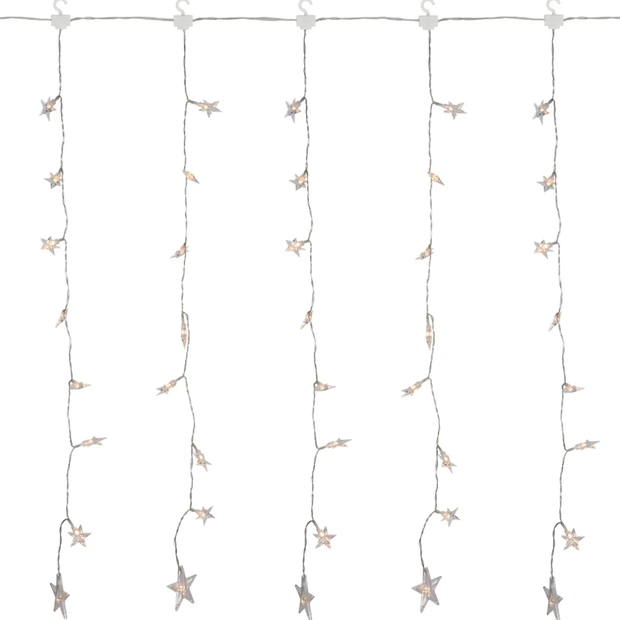 120 LED Warm White Curtain Christmas Lights - 7.5' Clear Wire