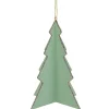 5.25" Light Green 3D Tree With Silver Glitter Wooden Christmas Ornament