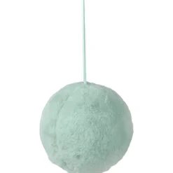 4" Light Green Faux Fur Plush Ball Christmas Ornament