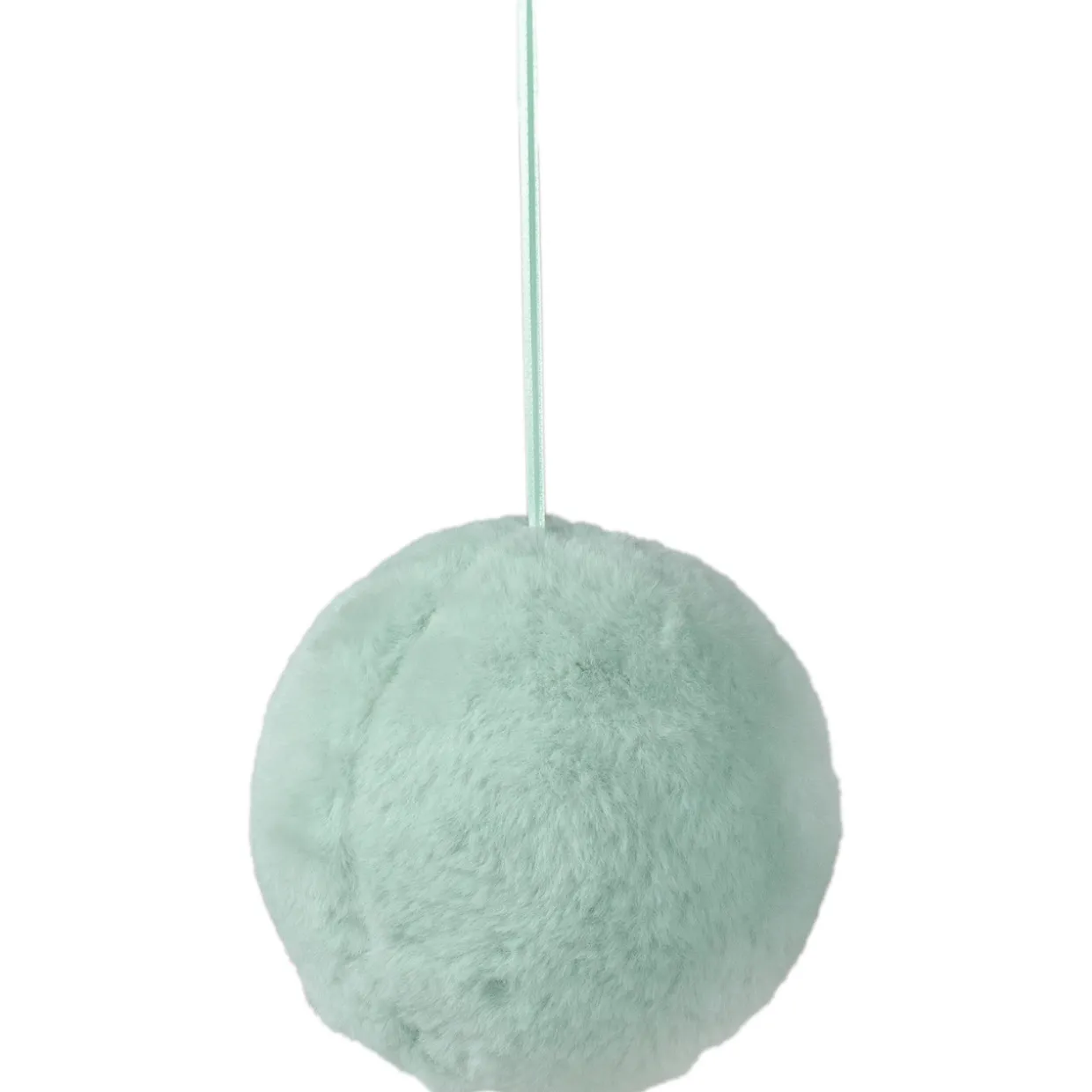 4" Light Green Faux Fur Plush Ball Christmas Ornament
