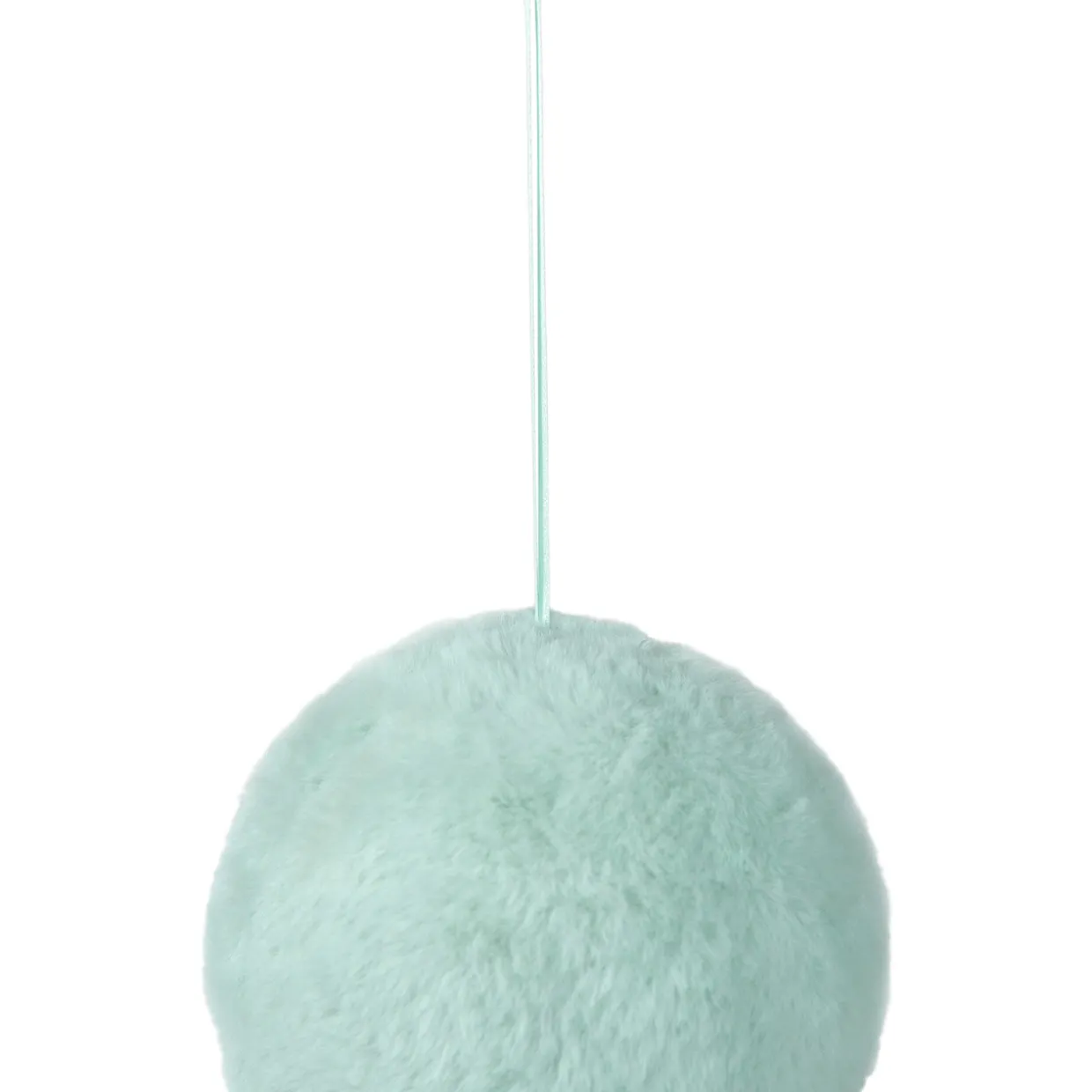 4" Light Green Faux Fur Plush Ball Christmas Ornament