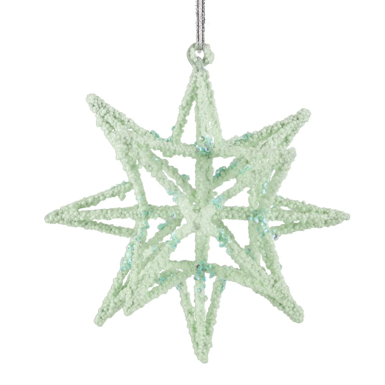 6.75" Light Green Starburst Christmas Ornament