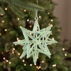 6.75" Light Green Starburst Christmas Ornament