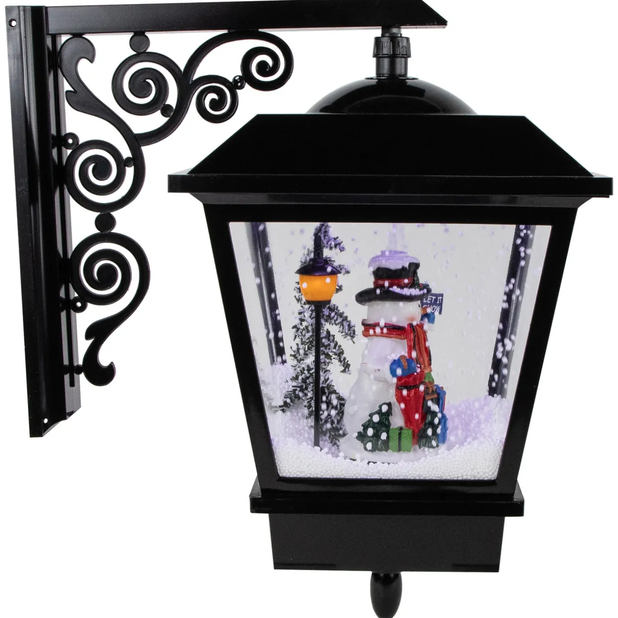 17.75" Lighted and Musical Wall Mounted Snowing Christmas Street Lamp