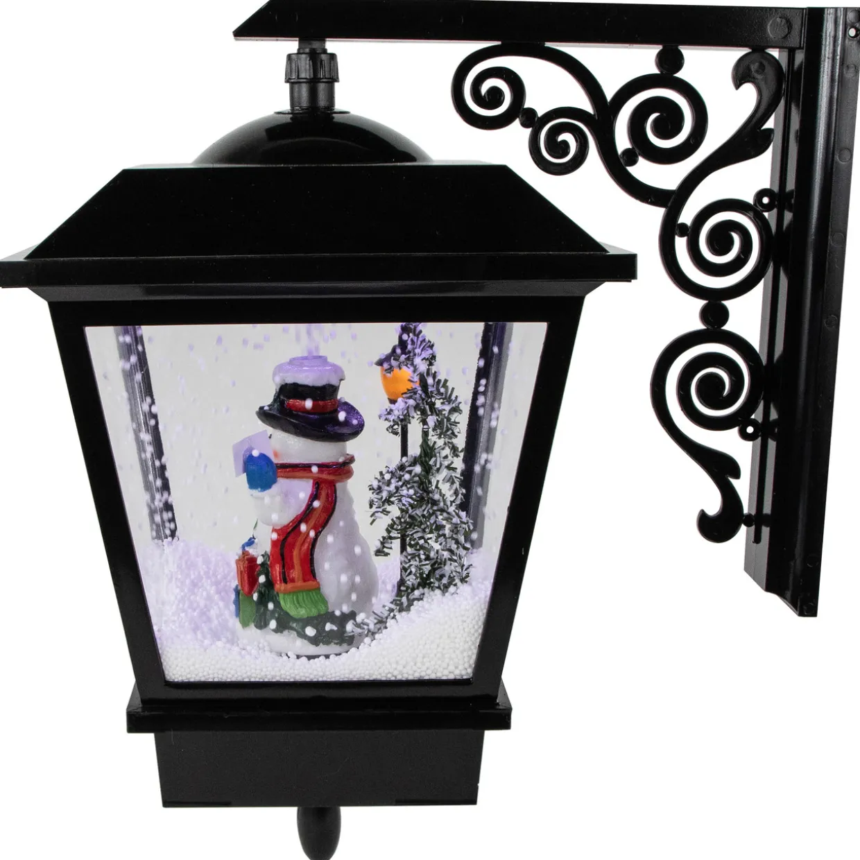 17.75" Lighted and Musical Wall Mounted Snowing Christmas Street Lamp