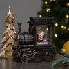 6.75" Lighted Black Train Christmas Snow Globe with Santa