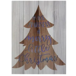 11.75" Lighted Brown Tree "Have Yourself A Merry Little Christmas" Wall Plaque