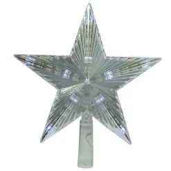 9.5" Lighted Clear Twinkling 5-Point Star Christmas Tree Topper - Clear White LED Lights