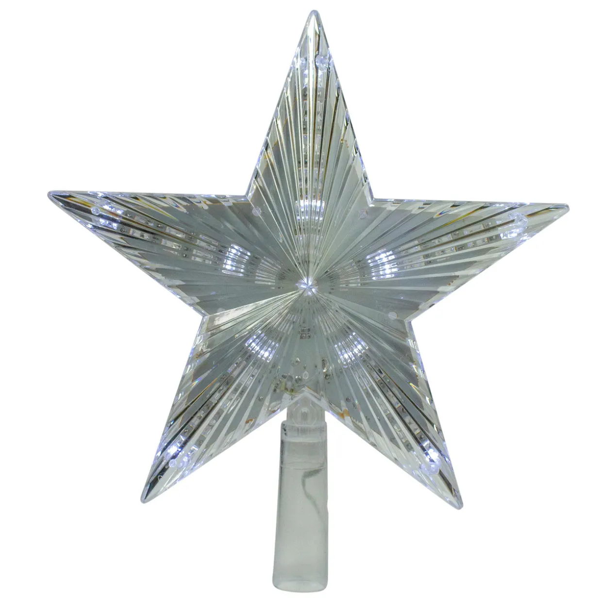 9.5" Lighted Clear Twinkling 5-Point Star Christmas Tree Topper - Clear White LED Lights
