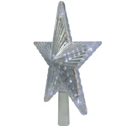 9.5" Lighted Clear Twinkling 5-Point Star Christmas Tree Topper - Clear White LED Lights
