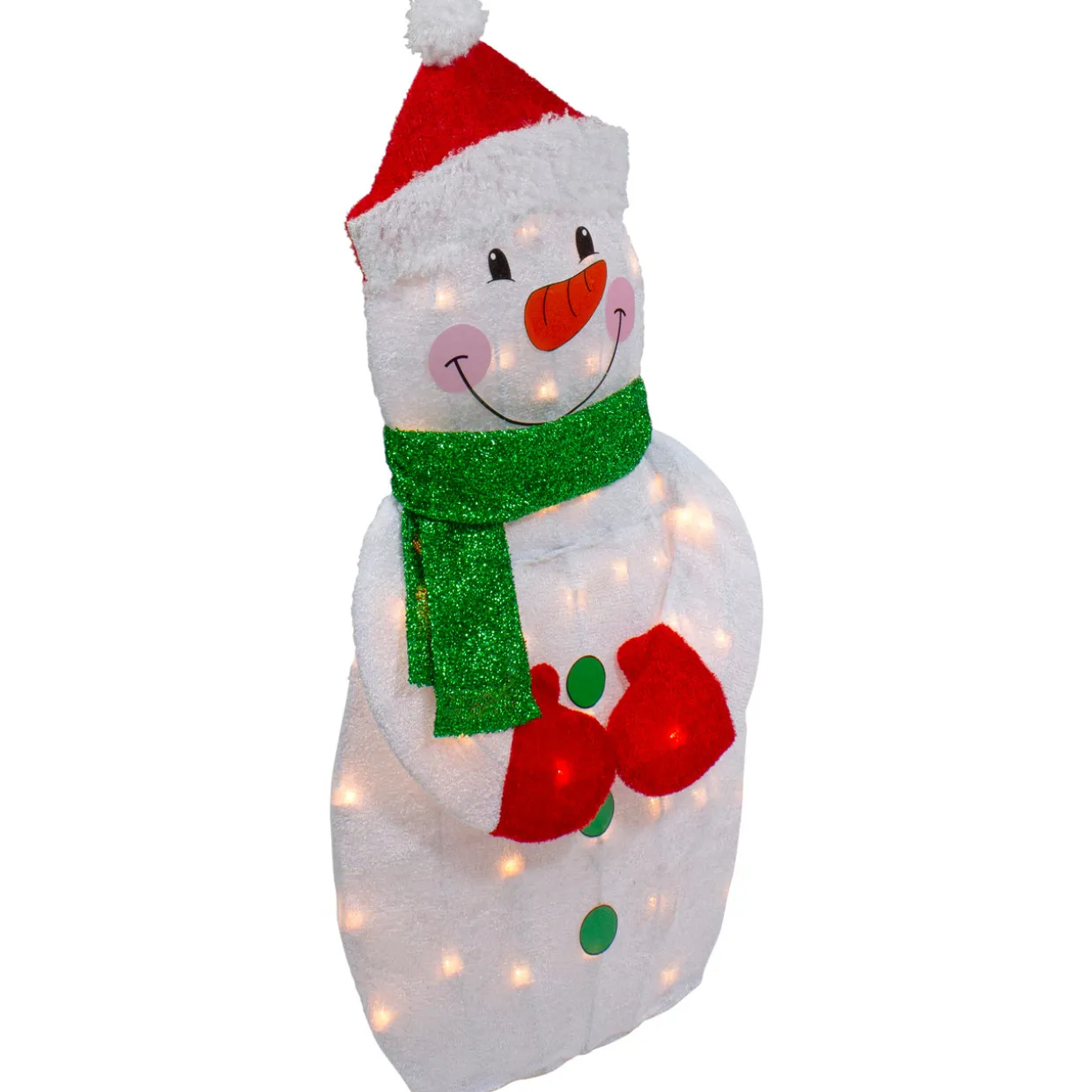 32" Lighted 2D Chenille Snowman with Scarf Outdoor Christmas Decoration