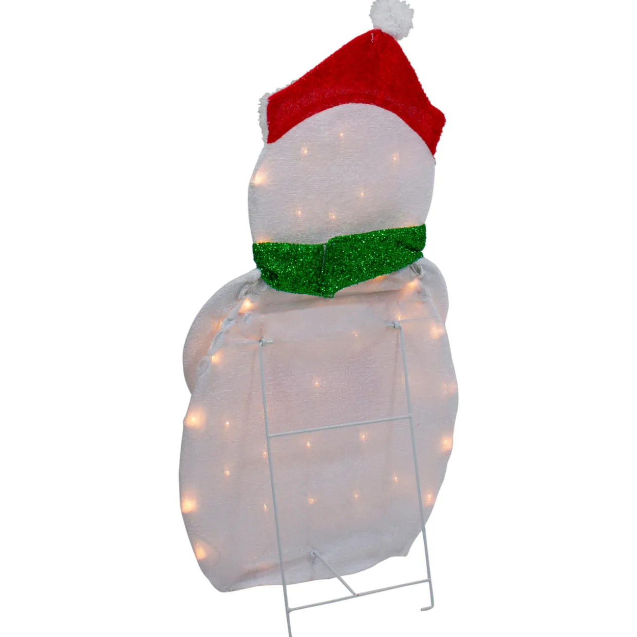 32" Lighted 2D Chenille Snowman with Scarf Outdoor Christmas Decoration