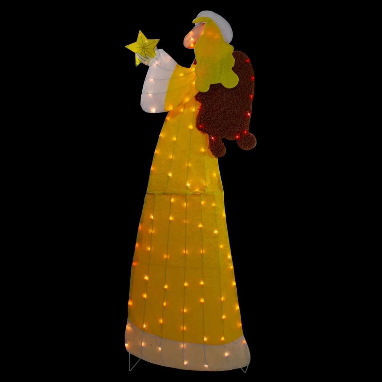 72" Lighted 2D Yellow Chenille Angel Outdoor Christmas Decoration