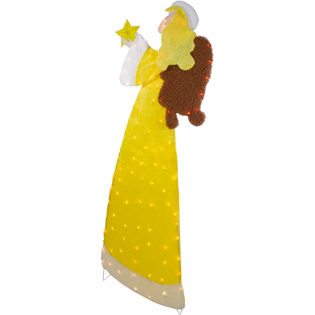 72" Lighted 2D Yellow Chenille Angel Outdoor Christmas Decoration