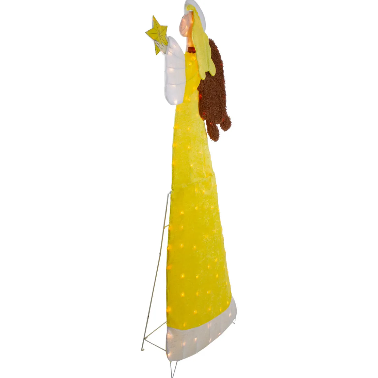 72" Lighted 2D Yellow Chenille Angel Outdoor Christmas Decoration