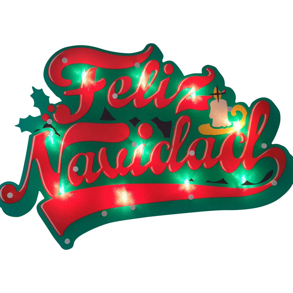 18" Lighted 'Feliz Navidad' Christmas Window Silhouette