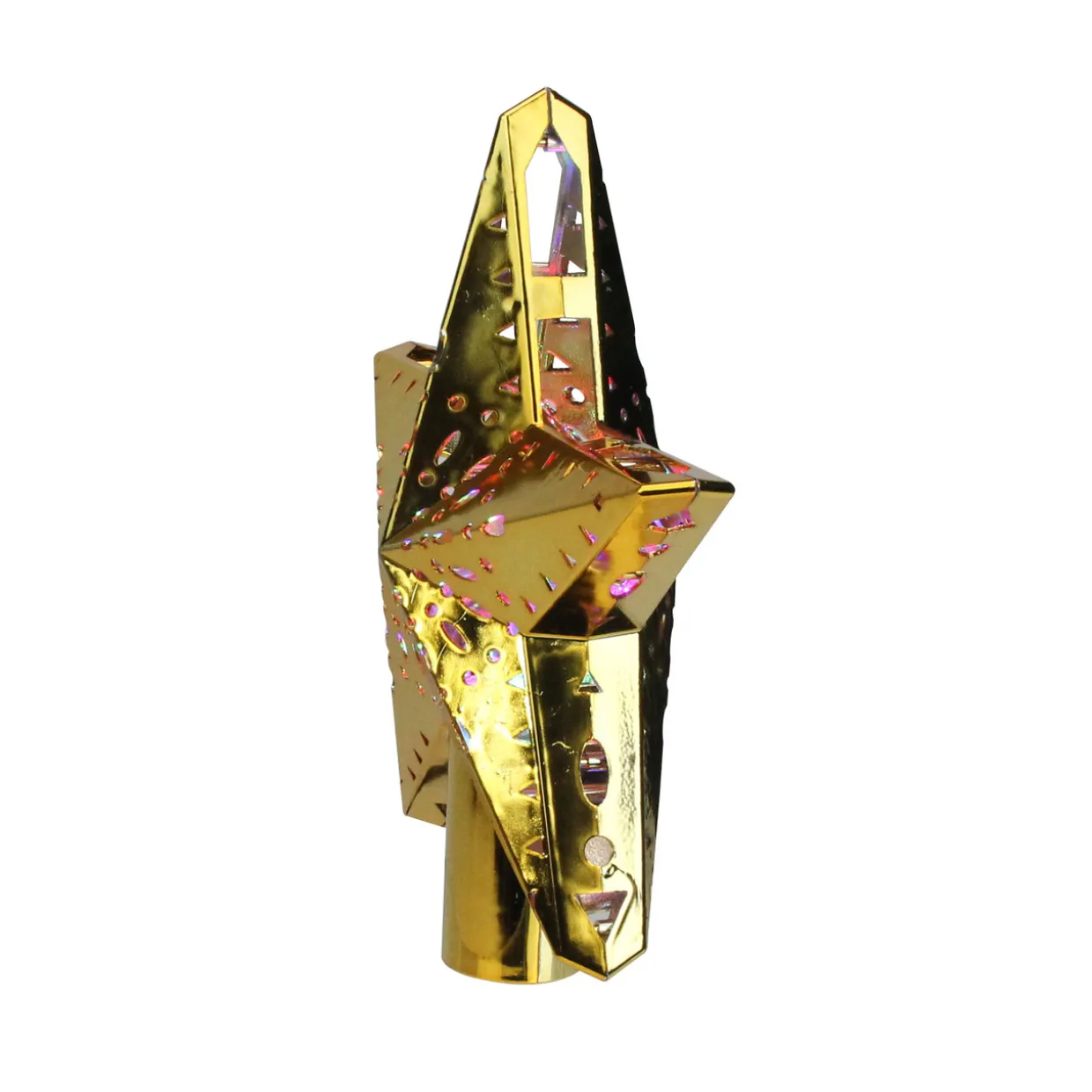 11.5" Lighted Gold Kaleidoscope Christmas Tree Topper - Multicolor LED Lights