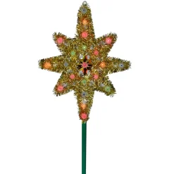 21" Lighted Gold Star of Bethlehem Christmas Tree Topper - Multi-Color Lights
