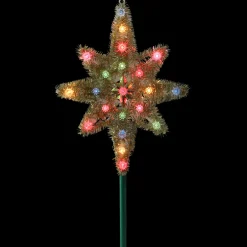 21" Lighted Gold Star of Bethlehem Christmas Tree Topper - Multicolor Lights